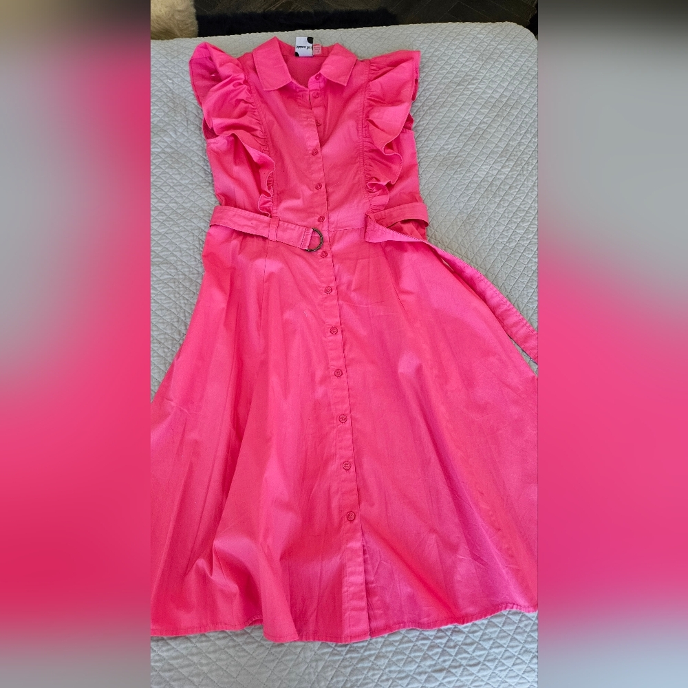 Pink Ruffled Button-Down Dress - Picture 15 of 15